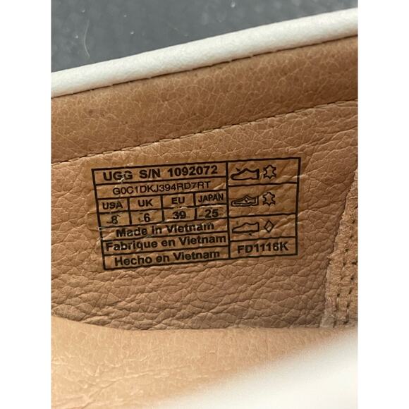 UGG Clair White Perforated Leather Mocassin Loafers Flat Slip on Size 8 - Picture 7 of 8